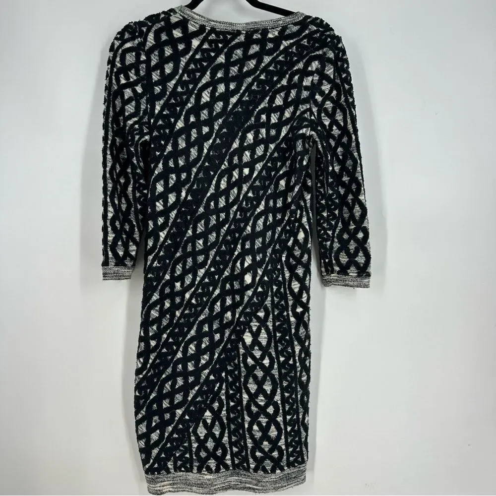 MOTH Anthropologie Black Chain Stitch Pattern Sweater Dress Sz XS - Picture 7 of 8